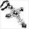 Onyx Five Hearts Cross Necklace