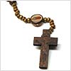 Wood Bead Crucifix 4 - Dark Brown
