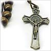 Wood Bead Benedict Crucifix Cross Necklace