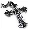 Four Onyx Spears Cross Necklace
