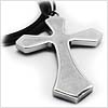 Fuzzy Silver Cross Necklace