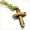 Leather Armor Cross Necklace - Brown