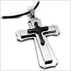 Three Layer Contemporary Stainless Steel Cross Necklace