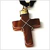 Natural Stone Cross Necklace - Amber Red