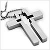 Contemporary Twins Stainless Steel Cross Necklace