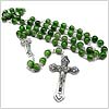 Italian Green Glass Bead Cross Necklace