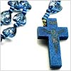Hearted Chain Wood Cross - Blue