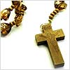 Hearted Chain Wood Cross - Brown