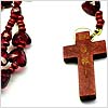 Hearted Chain Wood Cross - Red
