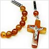 Carnelian Stone Crucifix Cross Necklace