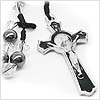 Onyx Bead Benedict Crucifix Cross Necklace