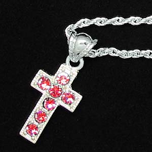 Silver Ruby-Rhinestone Cross