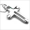 Wheels of Life Stainless Steel Cross Necklace