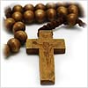 Wood Bead Crucifix - Brown