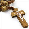 Brown Wood Bead Crucifix