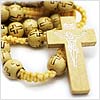 Light Brown Wood Bead Crucifix