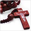 Red Wood Bead Crucifix