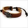 Biker Leather Cross Bracelet - Brown