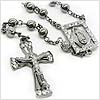 Charcoal Rosary Cross Necklace