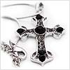 Onyx Heart Victorian Cross Necklace