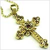 Rose Heart Cross Necklace - Golden