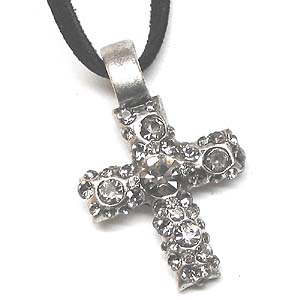 Crystalle-Rock Mini Cross Necklace
