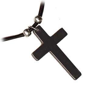 Onyx Plain Cross Necklace