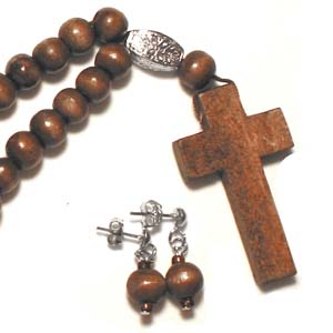 Wooden Cross Necklace - Dark Brown