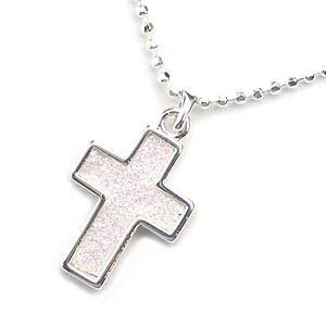 Opal-Texture Cross Necklace