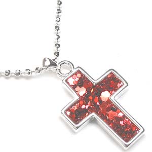 Mini Cross Necklace - Red