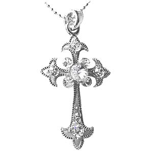 Clear Heart Victorian Cross Necklace