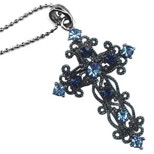 Humble Blue Victorian Cross Necklace