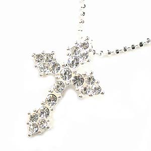 Victorian Style Clear Cross Necklace