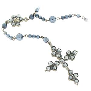 Flower to Cross Necklace Blue