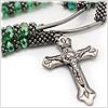 Glass Bead Rosary Cross Necklace