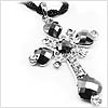 Onyx Four Crowns Cross Necklace