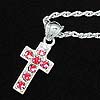 Silver Ruby-Rhinestone Cross