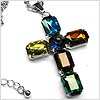 Colorful Rhinestone Cross Necklace