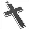 Big Carbon Fiber Contemporary Stainless Steel Cross Pendant