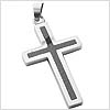 Carbon Fiber Contemporary 2 Stainless Steel Cross Pendant