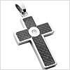 Clear Heart Carbon Fiber  Stainless Steel Cross Pendant