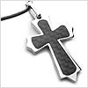 Carbon Fiber Victorian Stainless Steel Cross Necklace