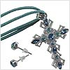 Gothic Venetian Cross Necklace Blue