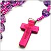 Hearted Chain Wood Cross - Hot Pink