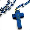 Swirl Bead Cross Necklace - Blue